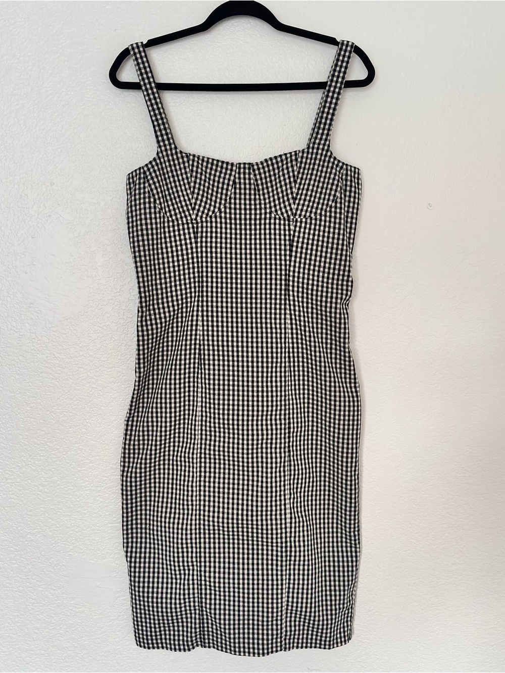 Capulet Gingham Sheath Dress in Black and White Size Large